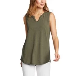 Eddie Bauer Women's Gate Check Sleeveless Split-Neck Tunic -Boutique Fashion Clothing Store https3A2F2Feddiebauer.scene7 .com2Fis2Fimage2FEddieBauer2FD0091280 283C1 640x
