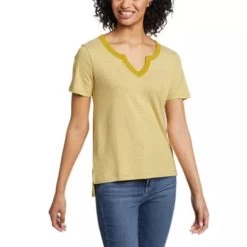 Eddie Bauer Women's Favorite Short-Sleeve Notch-Neck T-Shirt - Stripe