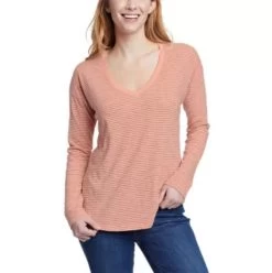 Eddie Bauer Women's Sunwashed Striped V-Neck T-Shirt