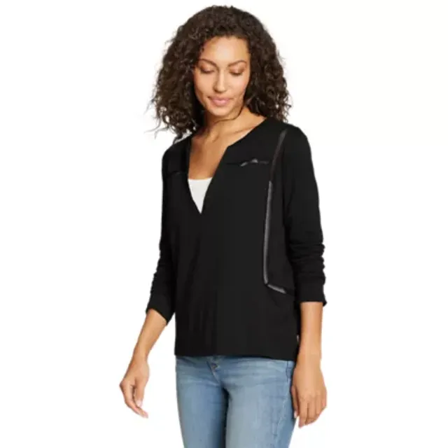 Eddie Bauer Women's Gate Check 3/4-Sleeve Notch-Neck Taped T-Shirt 3 Eddie Bauer Women's Gate Check 3/4-Sleeve Notch-Neck Taped T-Shirt