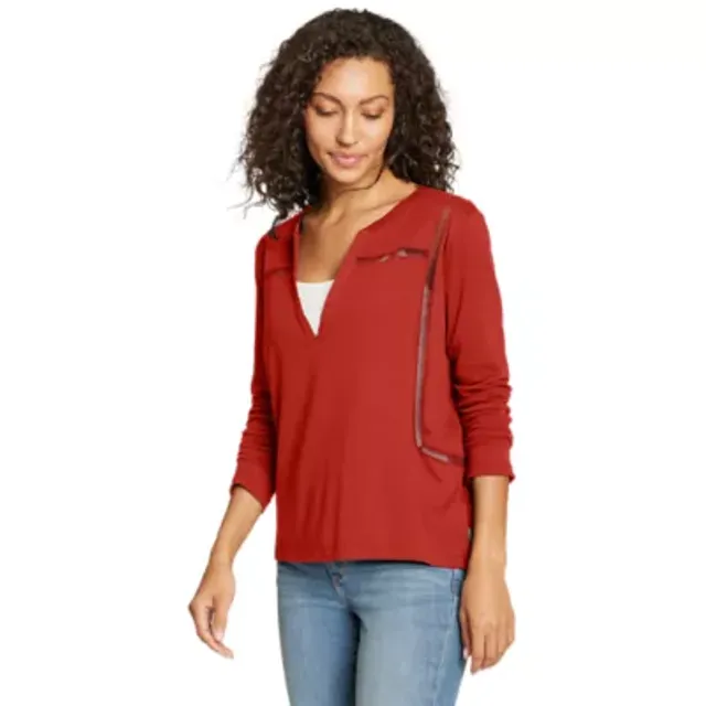 Eddie Bauer Women's Gate Check 3/4-Sleeve Notch-Neck Taped T-Shirt 5 Eddie Bauer Women's Gate Check 3/4-Sleeve Notch-Neck Taped T-Shirt - Image 3